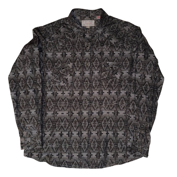 Panhandle Tops - Panhandle Women's Southwest Geometric Print Long Sleeve Snap Front Shirt Size L